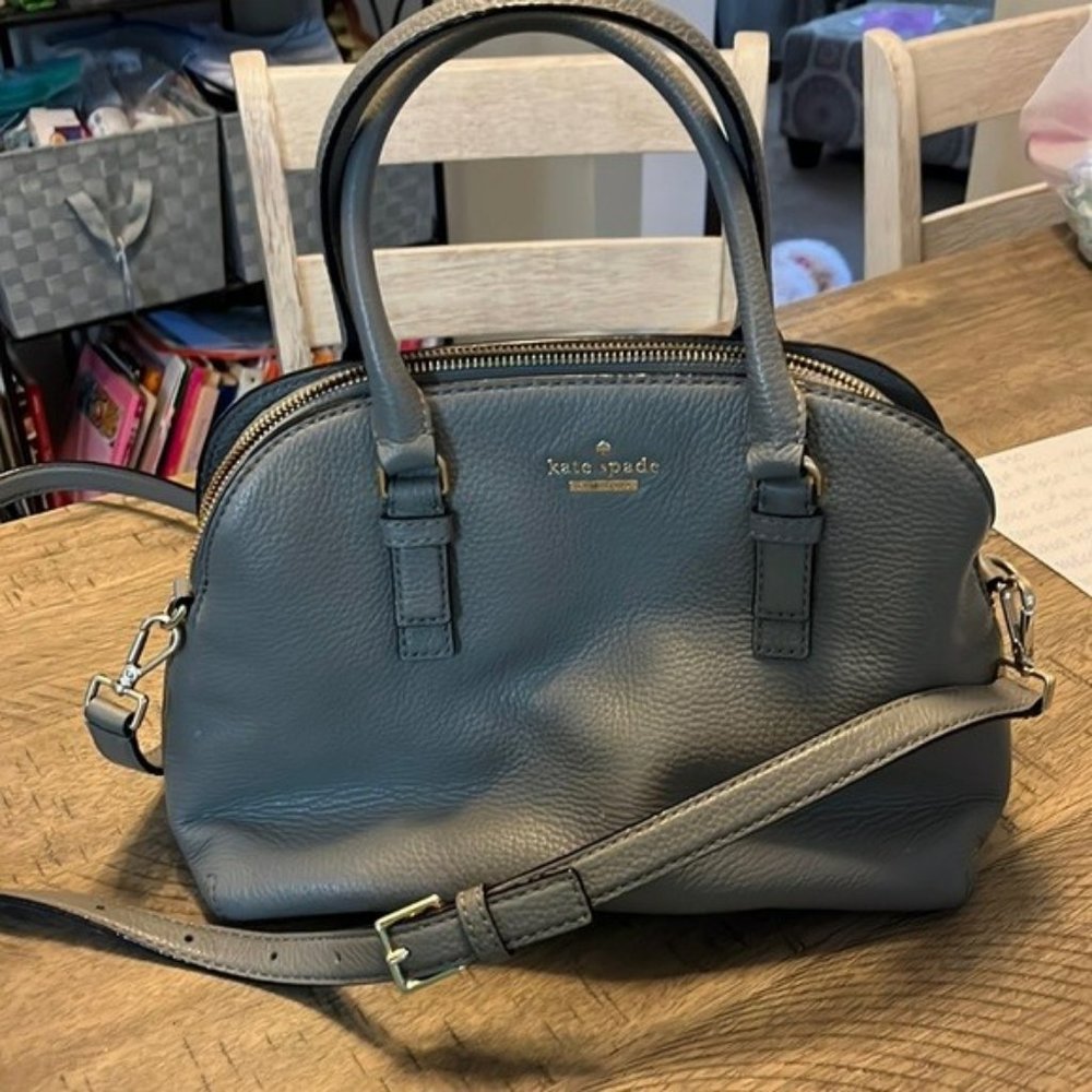 Gray Kate Spade satchel handbag purse